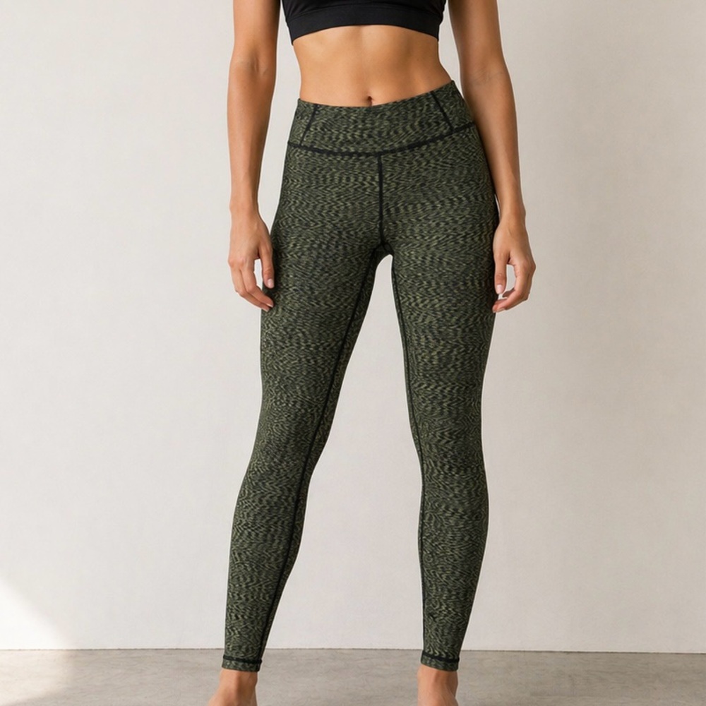Lucy Olive Pattern High-Waist Leggings